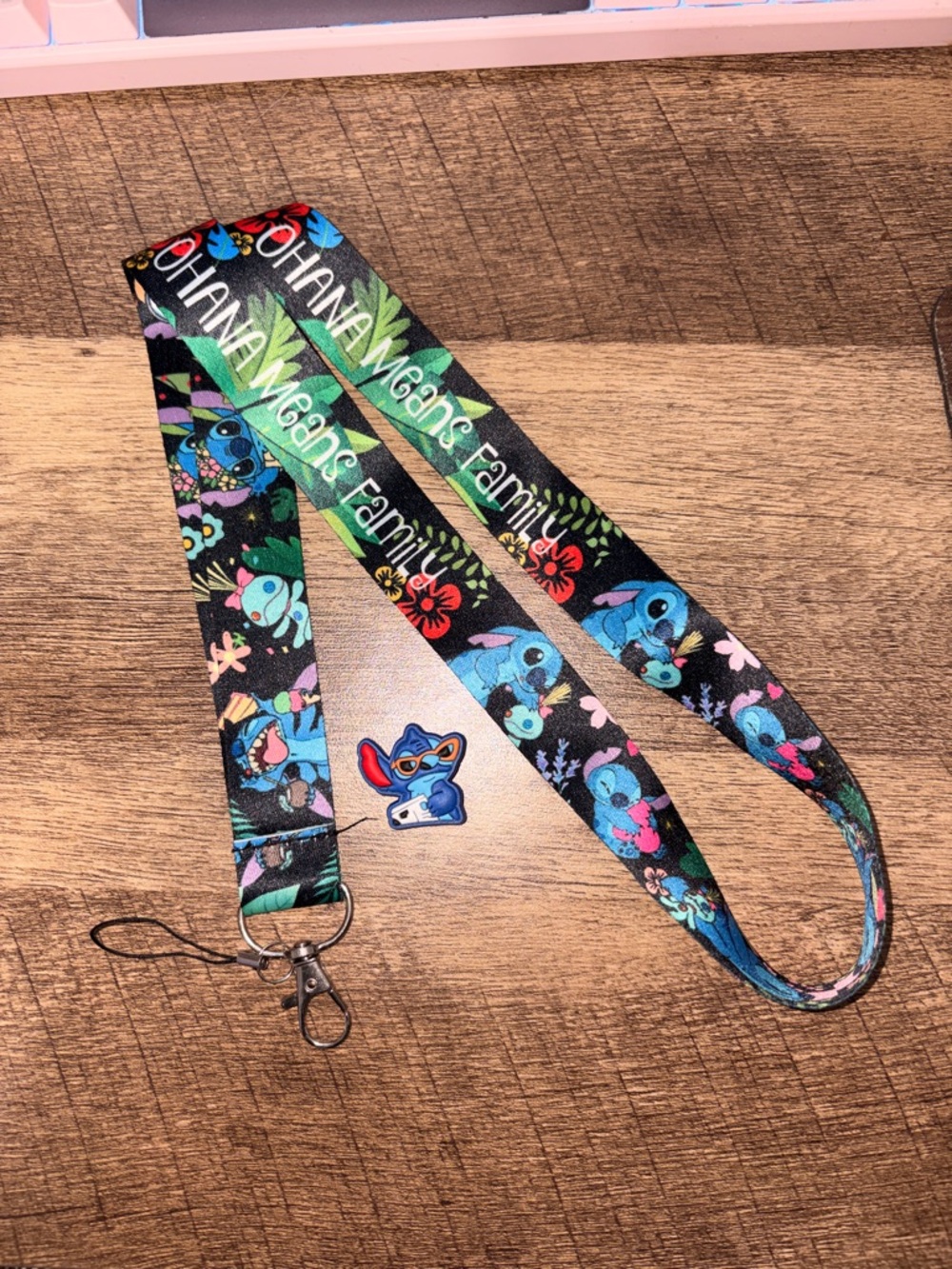 Disney Black Lilo & Stitch Floral Character Lanyard